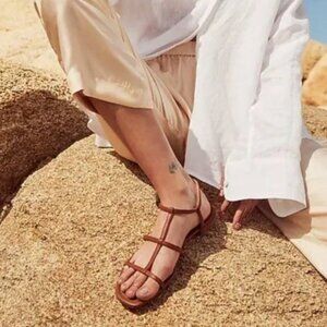 NIB J Crew Abbie Leather Double T-strap Sandals